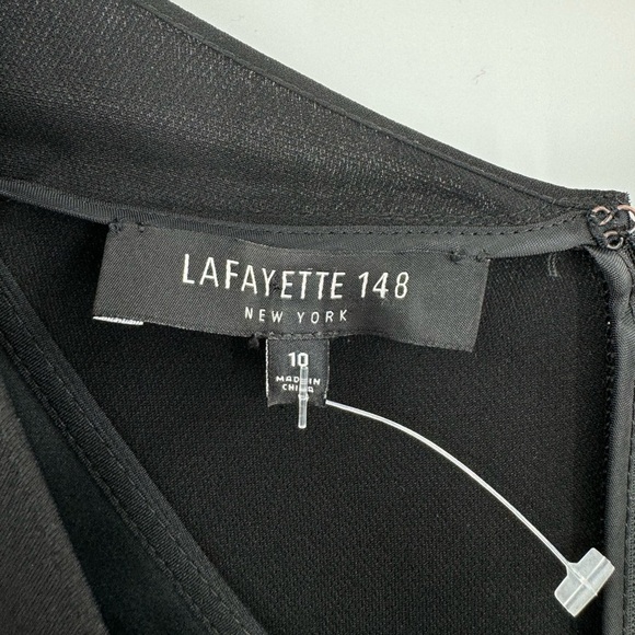 Lafayette 148 Office Cocktail Tie Front Silk Sheath Dress - Black - Size 10 - Picture 6 of 7